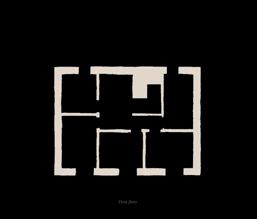 Floorplan for the first floor of the cottage